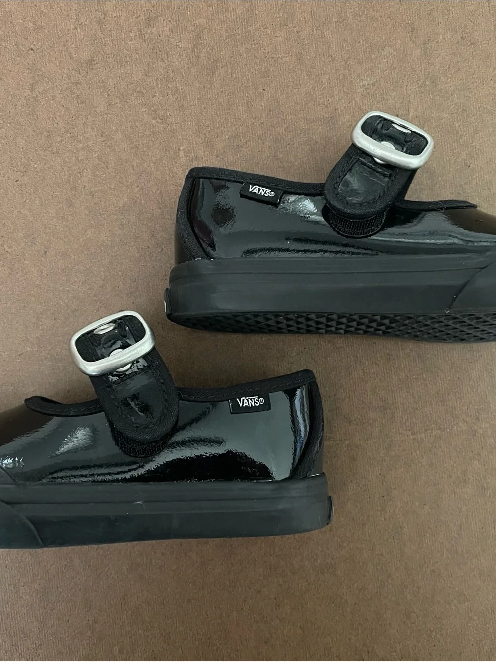Vans Kids Black Patent Mary Jane Hook-Strap Shoes